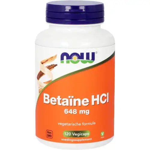 NOW Betaine Hcl 648mg 120 vegetarische capsules