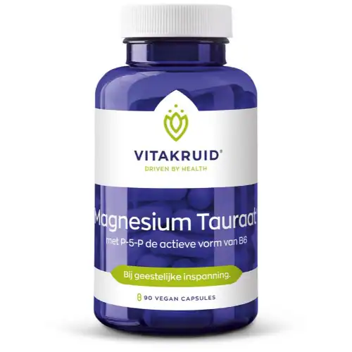 Vitakruid Magnesium Tauraat met Vitamine B6 P-5-P 90 vegetarische capsules
