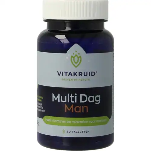 Vitakruid Multi Dag Man 100% Vegan 30 tabletten