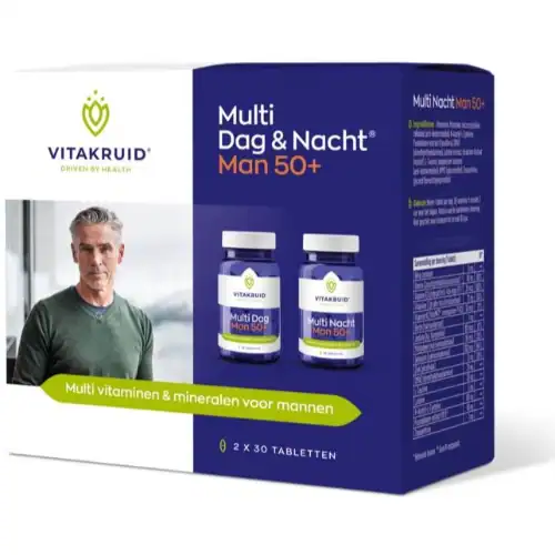 Vitakruid Multi Dag & Nacht Man 50+ 100% Vegan 2 x 30 tabletten