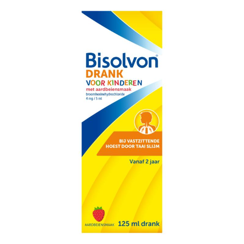 Bisolvon Drank Kind Aardbei 125 ml
