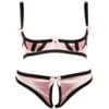 Katty Stoute Lingerie Set met Open Cups en Kruis - Roze-Zwart