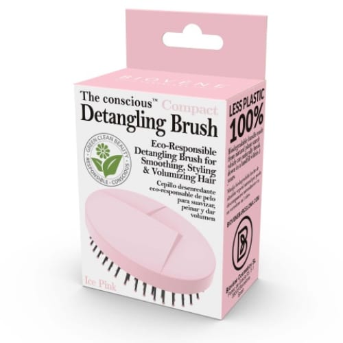 The Conscious Hair Brush Detangling Compact Ice Pink